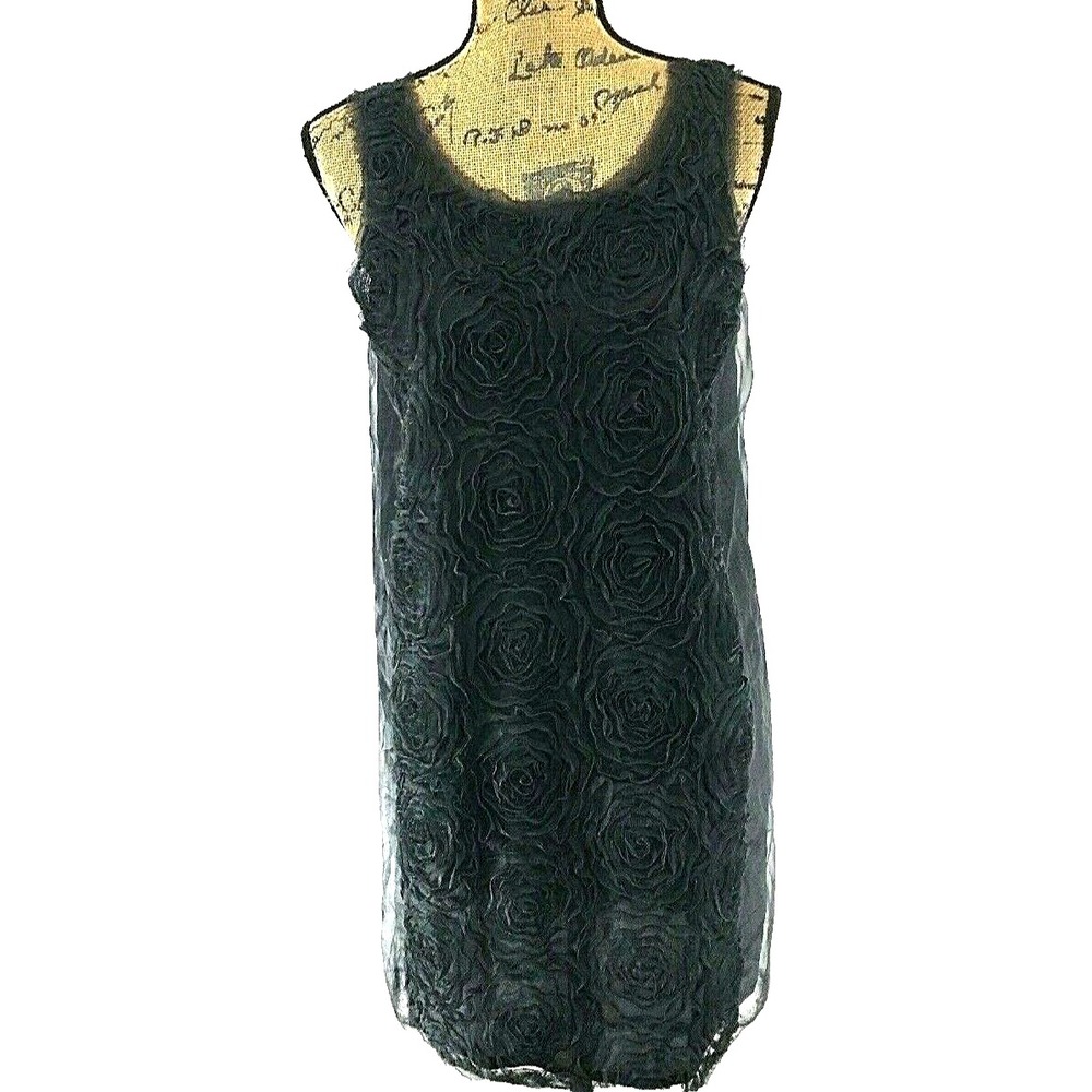NWT J.Crew Dress 4 Charcoal Black Silk Combo Texture Rosette Shift Lined $128